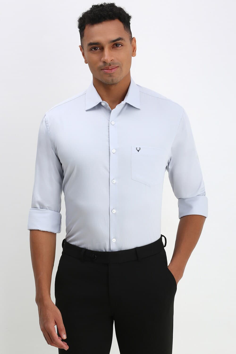 Men Blue Regular Fit Solid Full Sleeves Formal Shirt