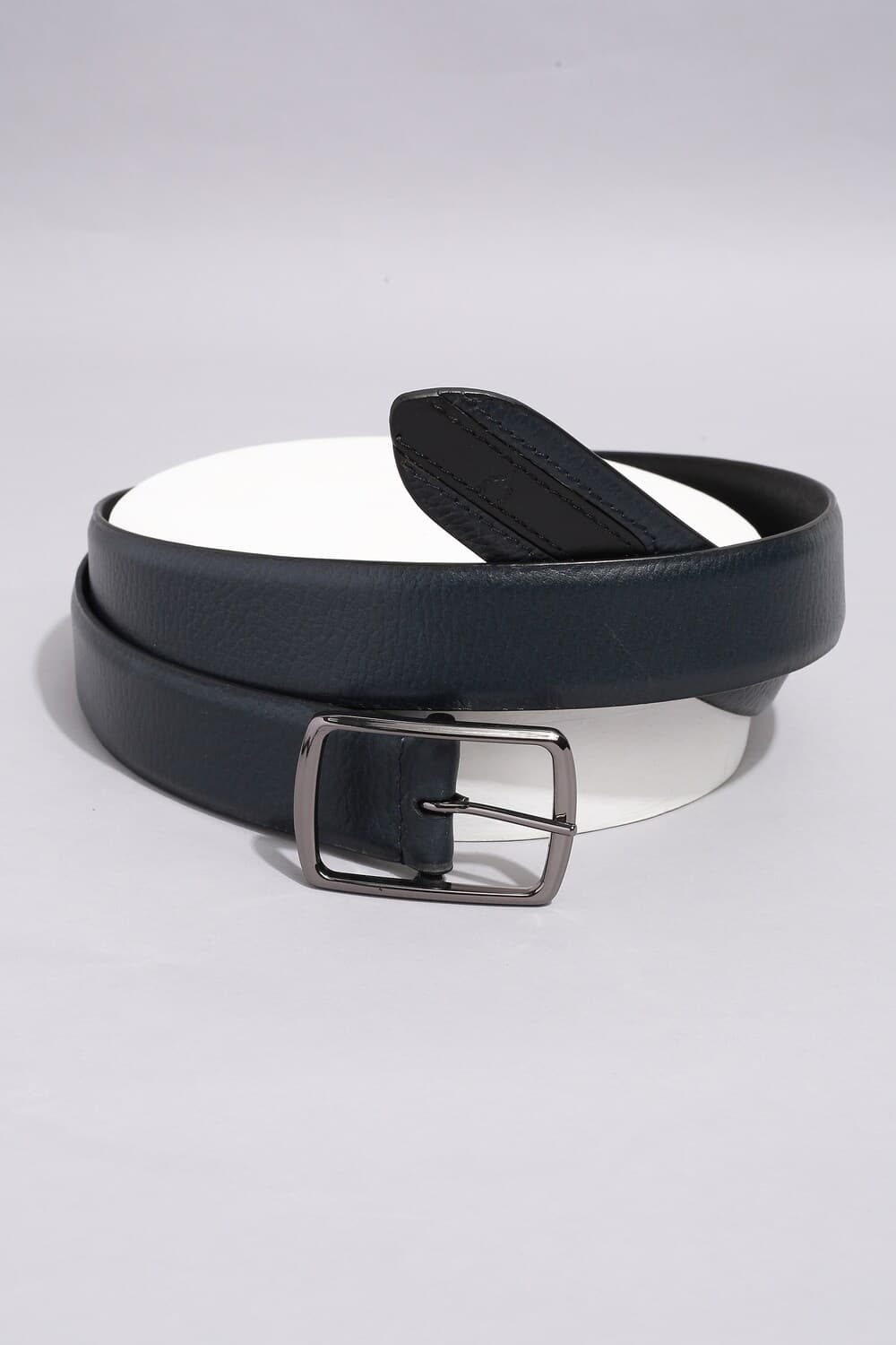 Men Navy Textured Casual Belt