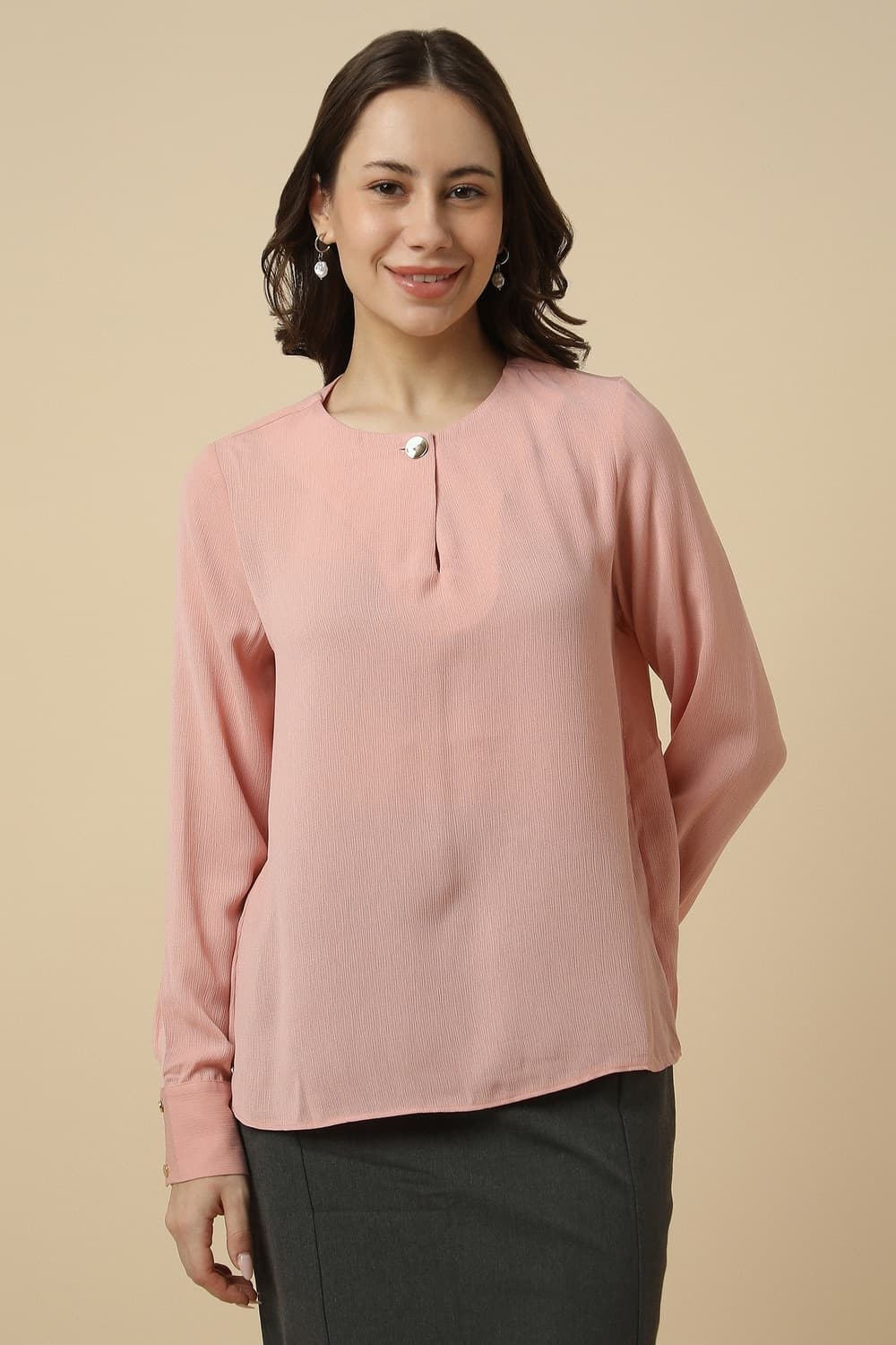 Women Pink Textured Formal Top