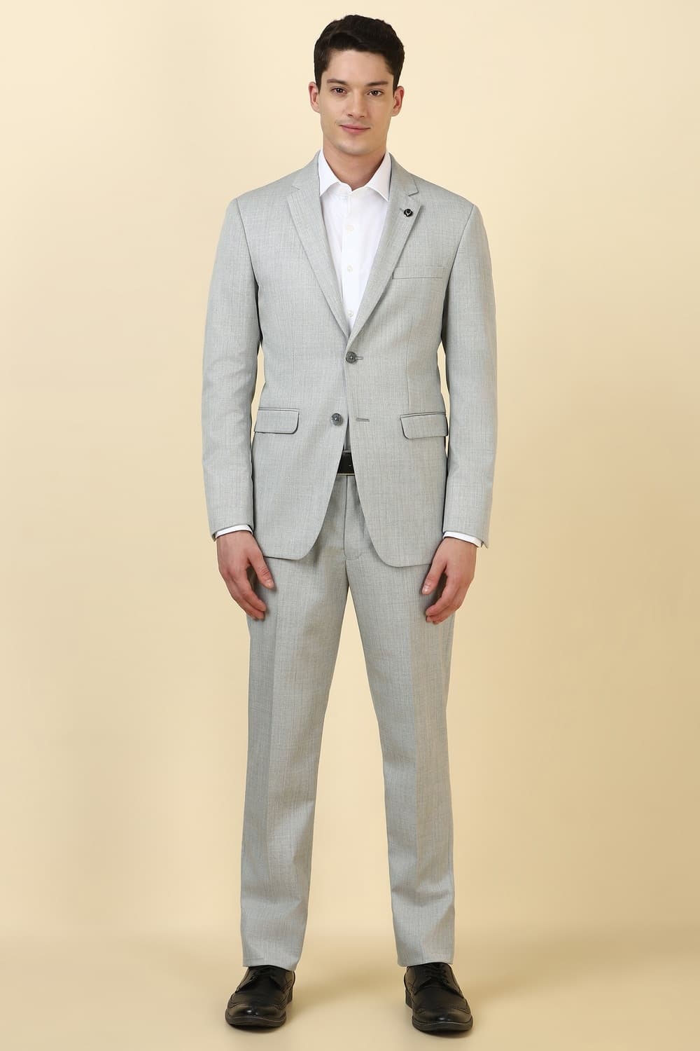 Men Grey Textured Formal Two Piece Suit