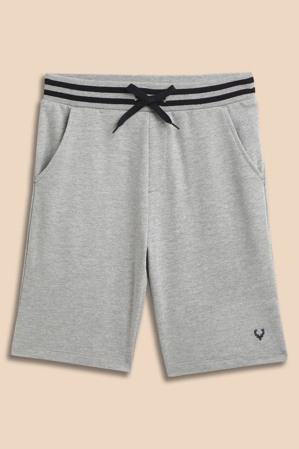 Boys Grey Solid Shorts