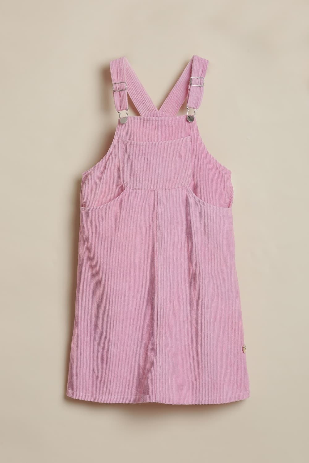 Girls Pink Solid Dungarees