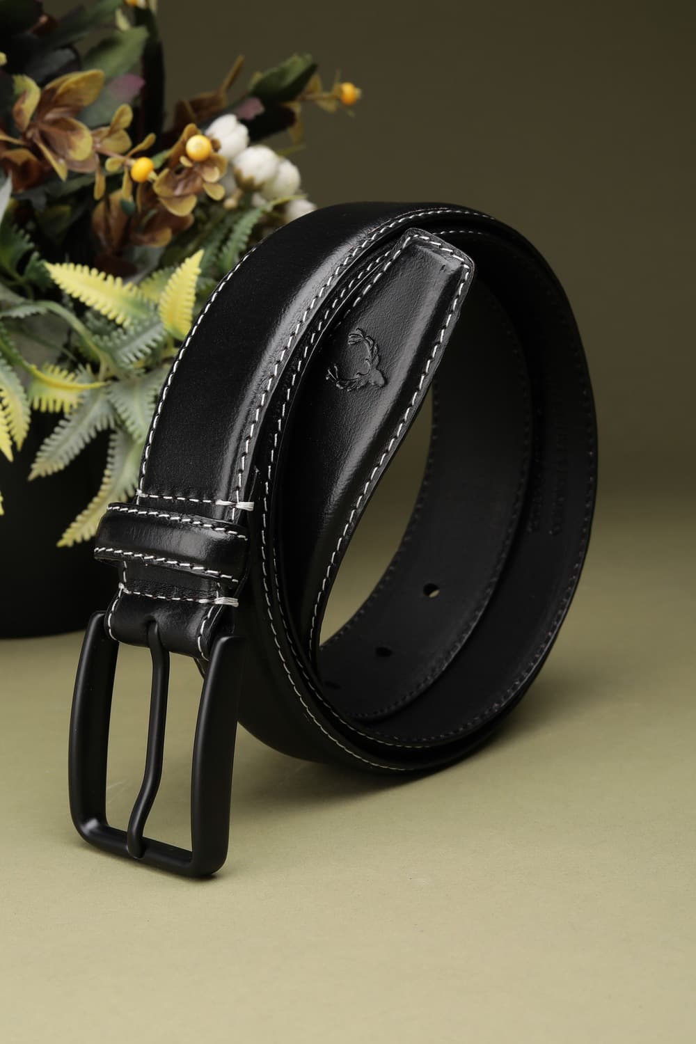 Men Black Solid Casual Belt