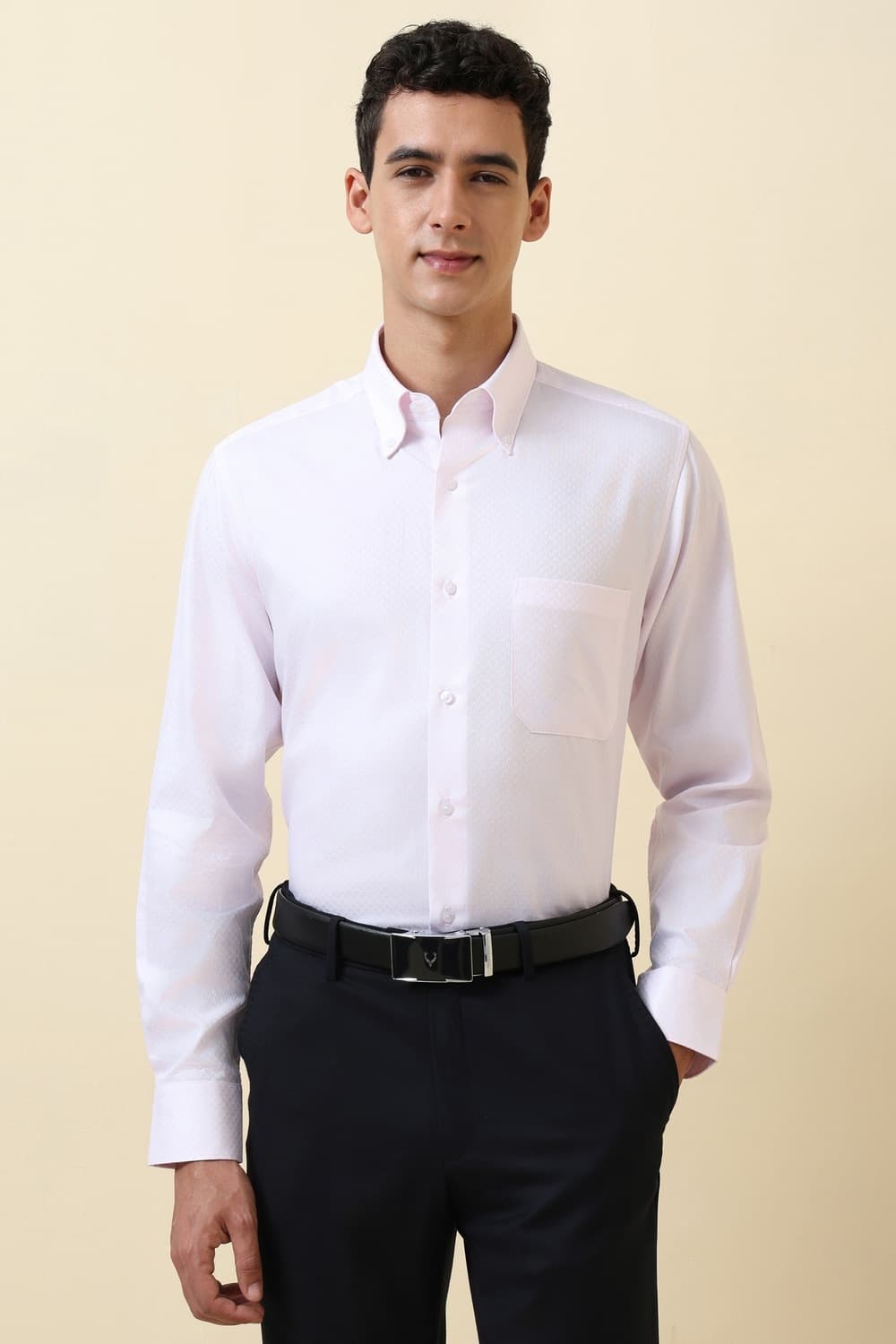Men Pink Textured Full Sleeves Wrinkle Resistant Formal shirt