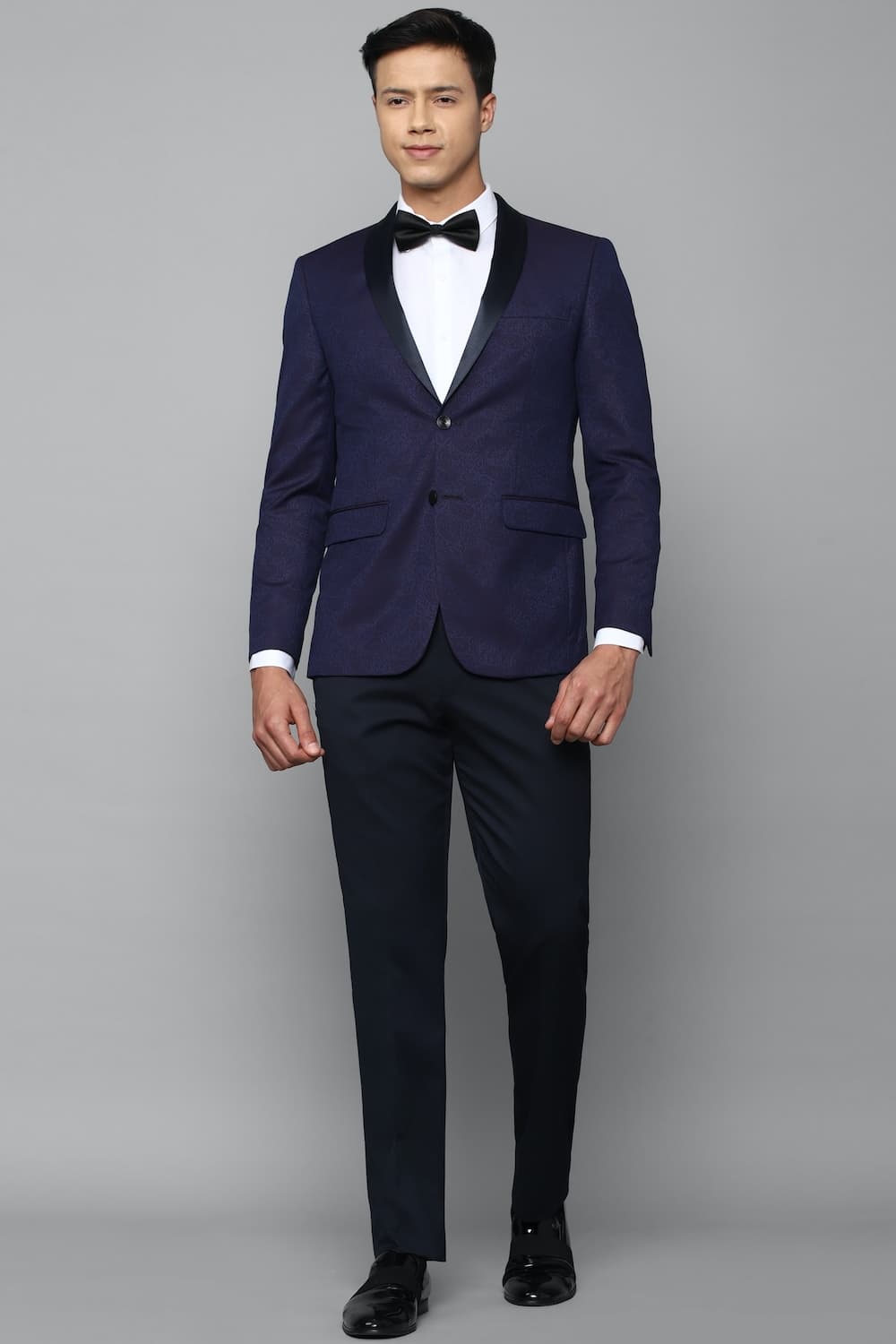 Men Navy Slim Fit Printed Party Two Piece Suit