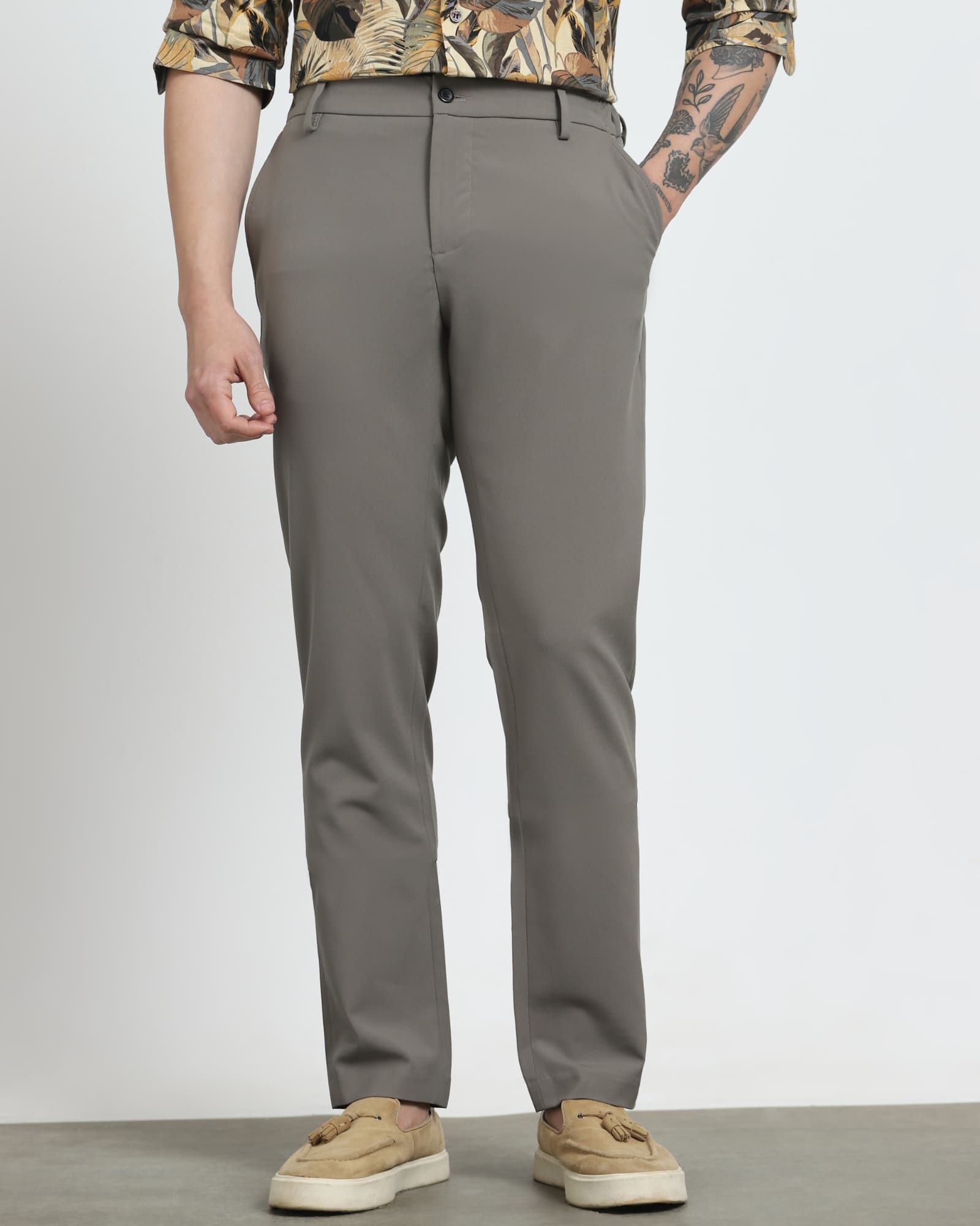 Stone Slim Fit Flat Front Pants