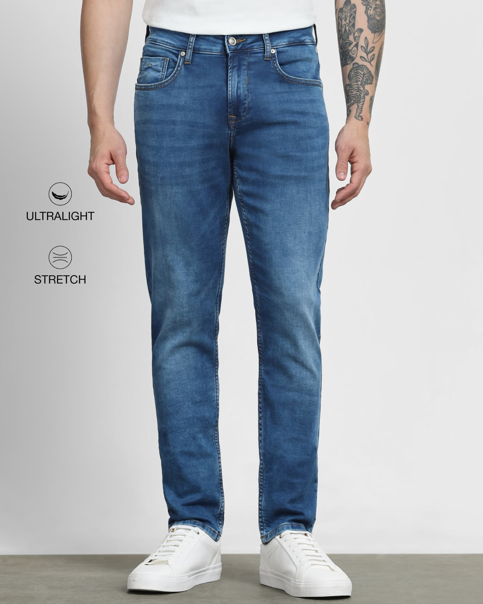Mid Blue Super Slim Fit Jeans
