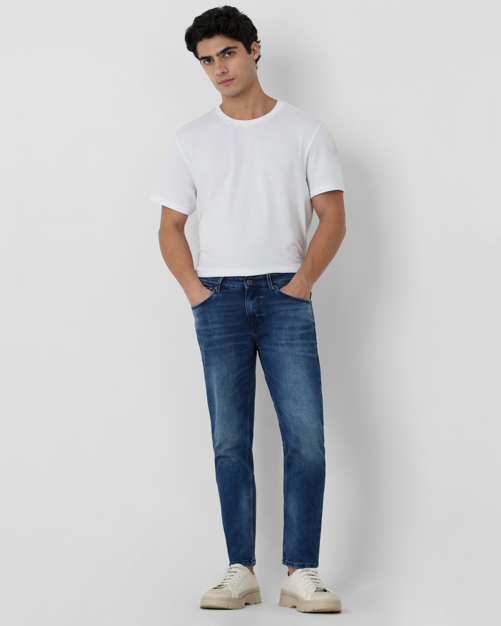 Mid Blue Ankle Length Originals Stretch Jeans