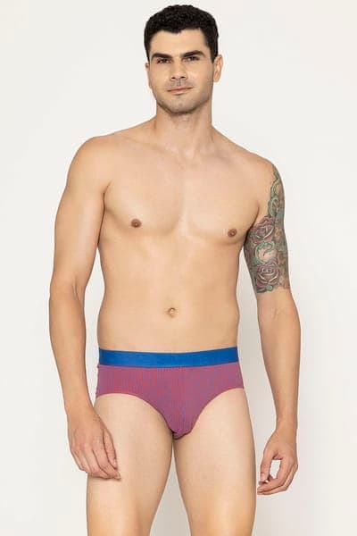 John Players Striped Cotton Brief in Red John Players Striped Cotton Brief in Red
