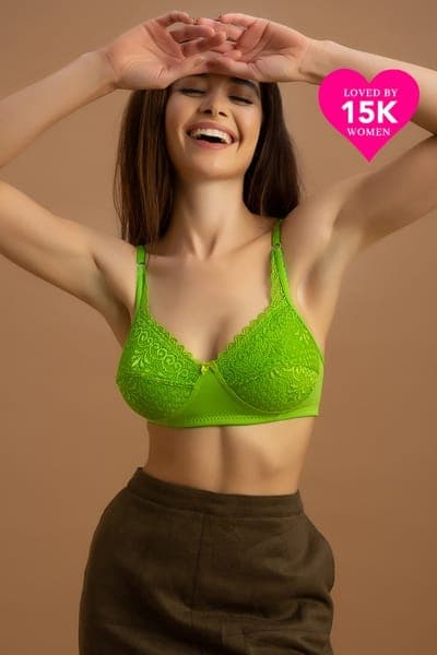 Buy Non-Padded Non-Wired Full Coverage Bra in Neon Green - Lace Online - Clovia Buy Non-Padded Non-Wired Full Coverage Bra in Neon Green - Lace Online - Clovia