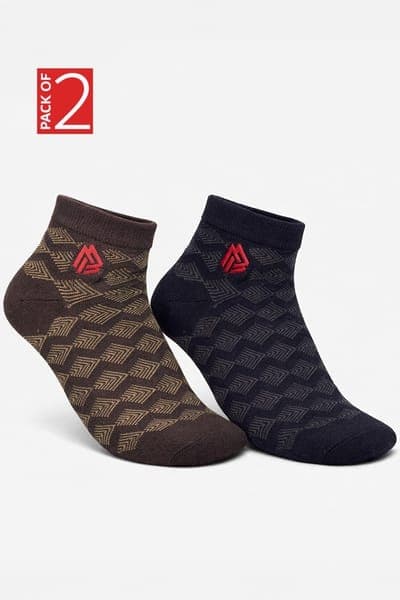 Pack of 2 Geometric Print Ankle-Length Socks Pack of 2 Geometric Print Ankle-Length Socks
