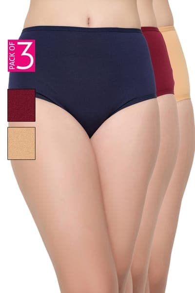 Pack of 3 High Waist Hipster Panties - Cotton Pack of 3 High Waist Hipster Panties - Cotton
