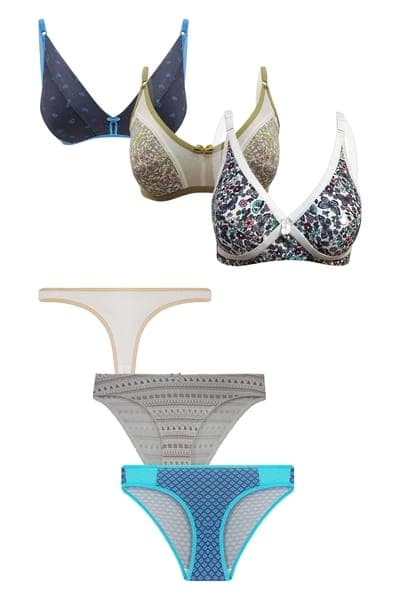 Pack of 6 Non-Padded Non-Wired Bras & Panties Set Pack of 6 Non-Padded Non-Wired Bras & Panties Set