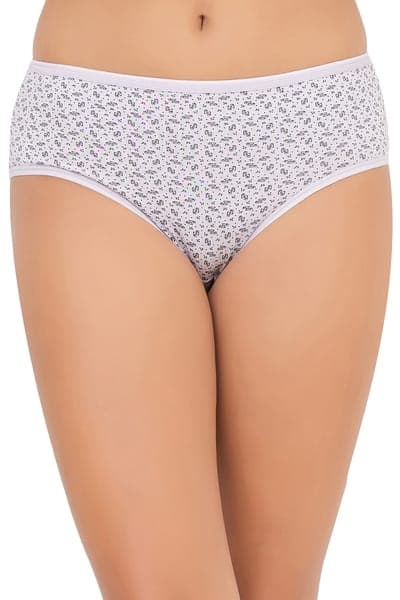 Printed Mid Waist Hipster Panty in Lilac - Cotton Printed Mid Waist Hipster Panty in Lilac - Cotton