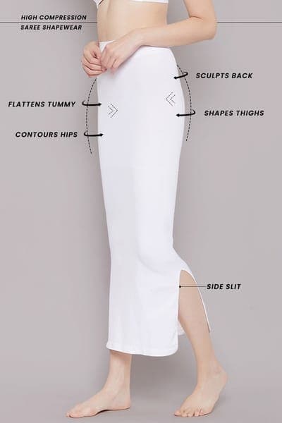 Saree Shapewear with Side Slit in White Saree Shapewear with Side Slit in White
