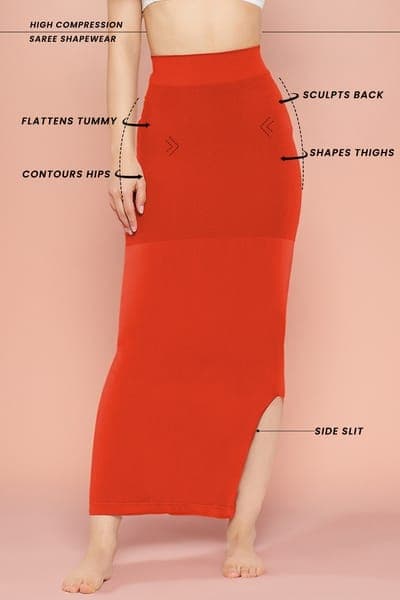 Saree Shapewear with Side Slit in Red Saree Shapewear with Side Slit in Red