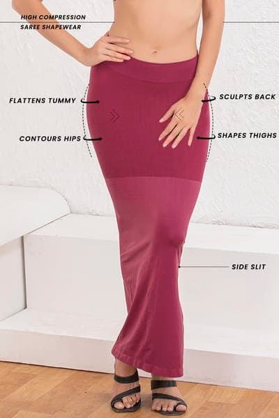 Saree Shapewear with Side Slit in Wine Saree Shapewear with Side Slit in Wine