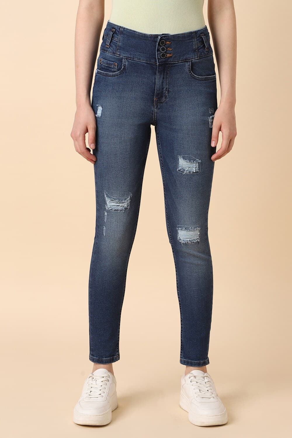 Women Navy Skinny Fit Light Wash Jeans Women Navy Skinny Fit Light Wash Jeans