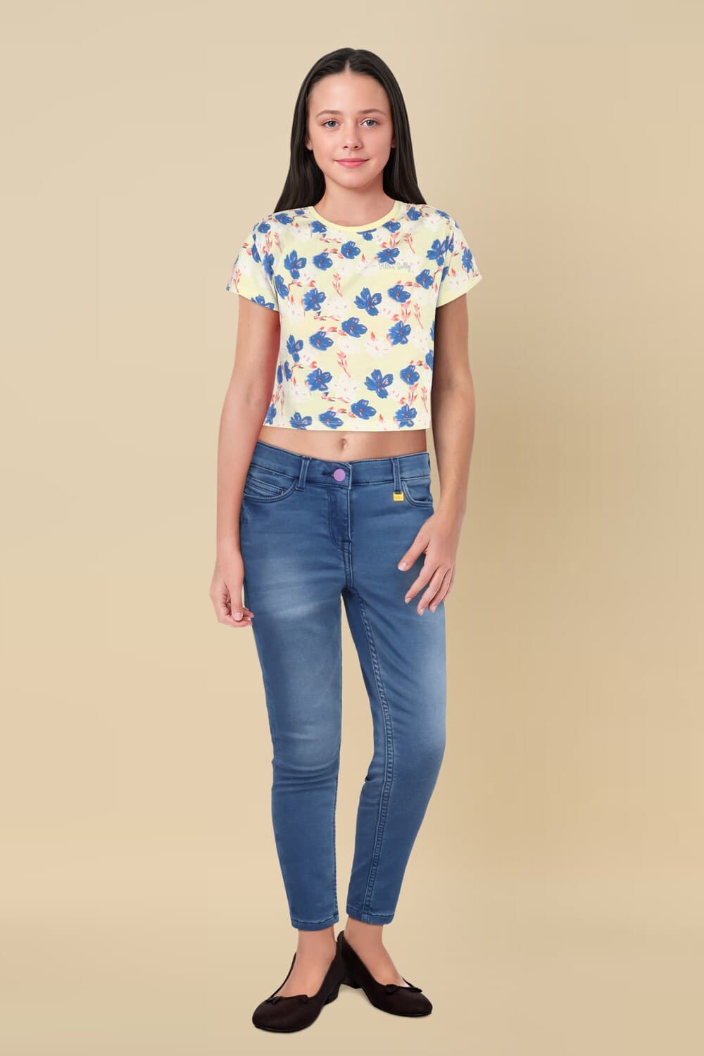 Girls Yellow Printed Casual T-shirt Girls Yellow Printed Casual T-shirt