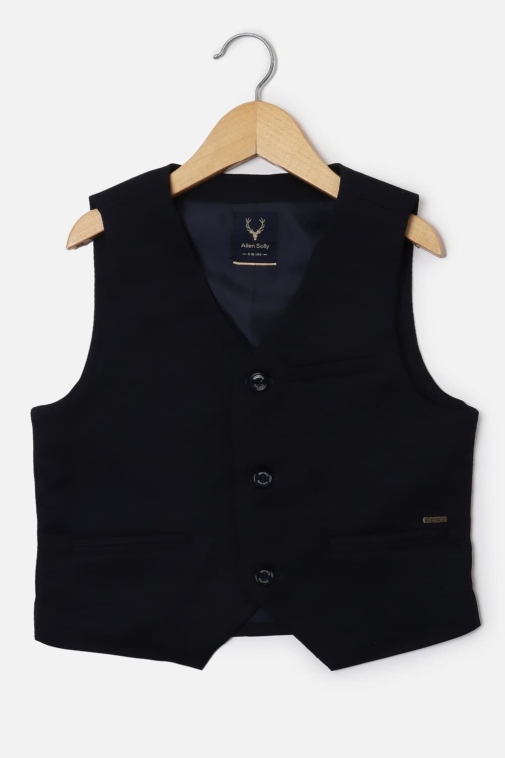 Boys Navy Solid Regular Fit Waistcoat Boys Navy Solid Regular Fit Waistcoat