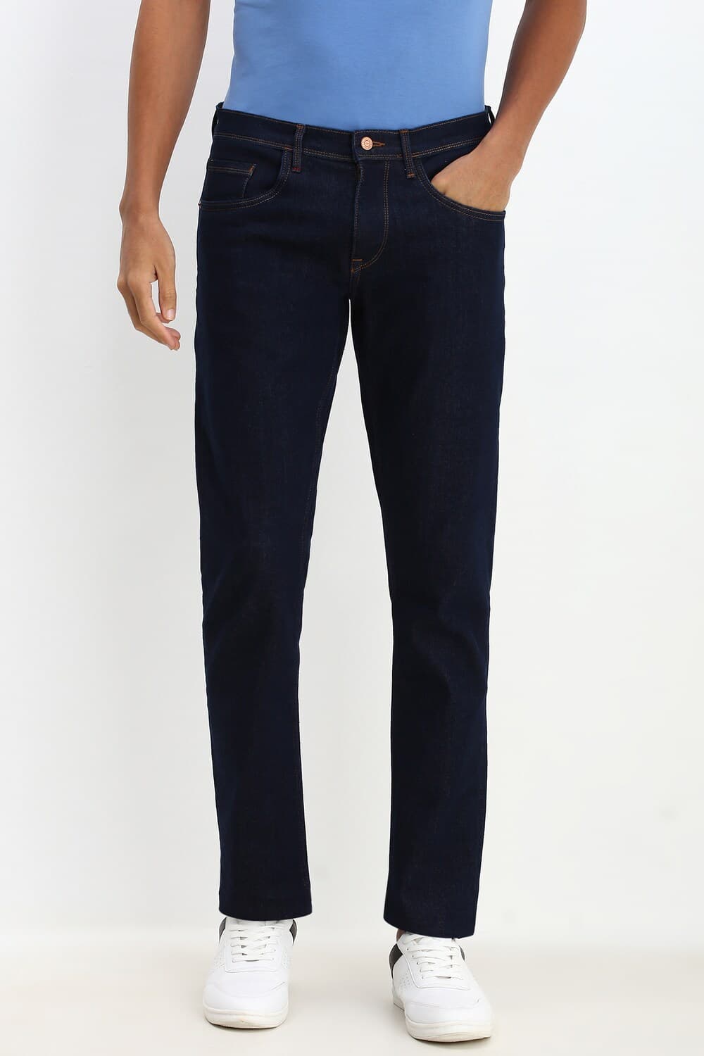 Men Navy Slim Fit Dark Wash Jeans Men Navy Slim Fit Dark Wash Jeans