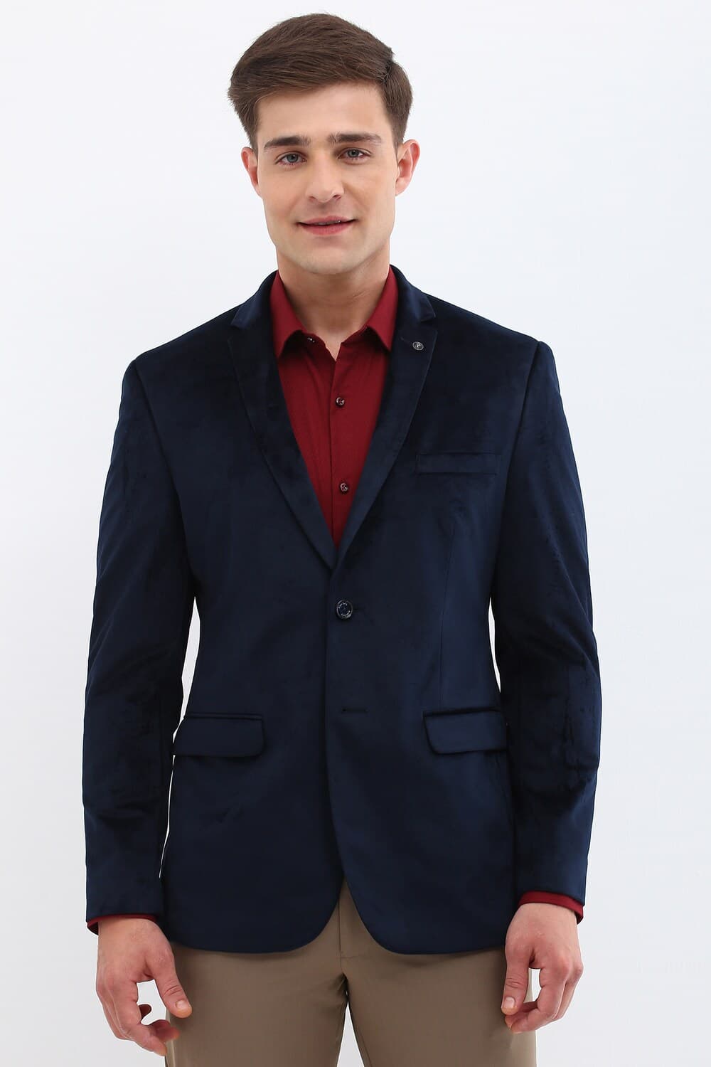Men Navy Slim Fit Solid Formal Blazer Men Navy Slim Fit Solid Formal Blazer