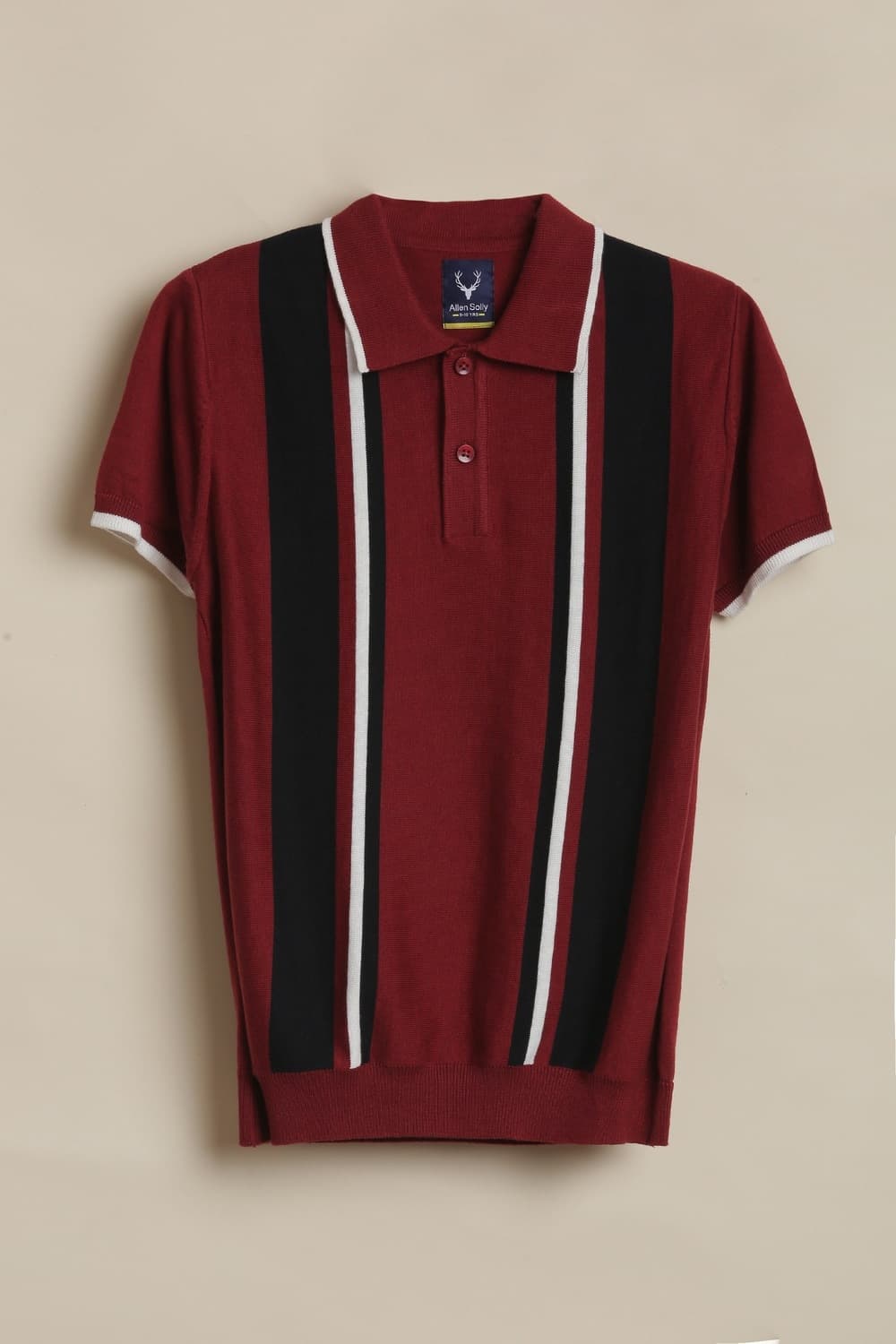 Boys Maroon Stripe Polo Neck T-shirt Boys Maroon Stripe Polo Neck T-shirt
