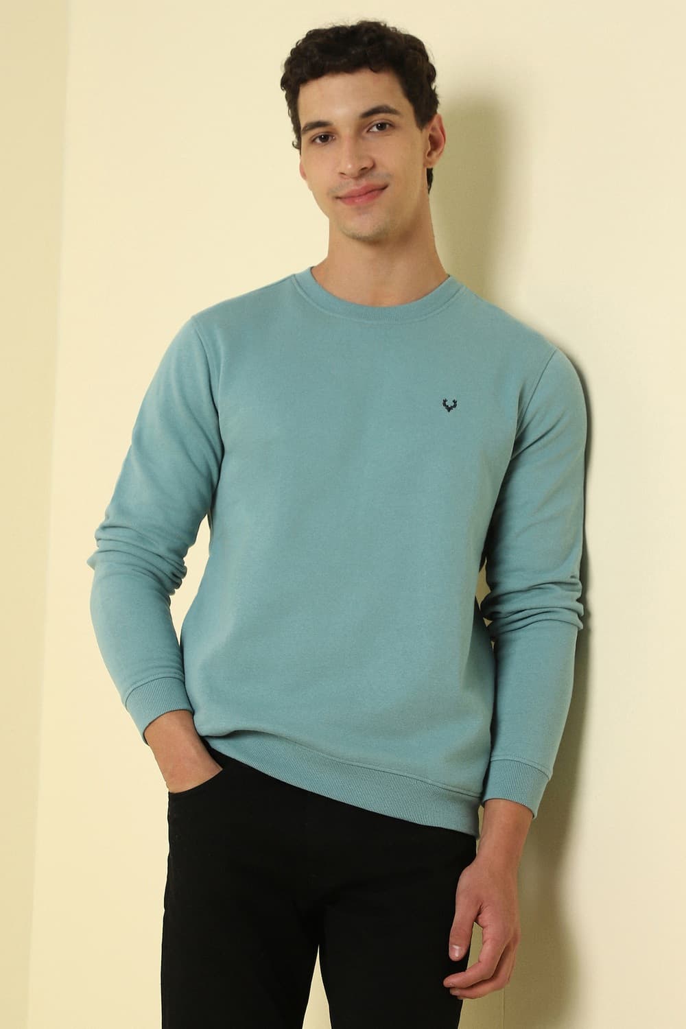 Men Green Crew Neck Full Sleeves Casual Sweatshirt Men Green Crew Neck Full Sleeves Casual Sweatshirt