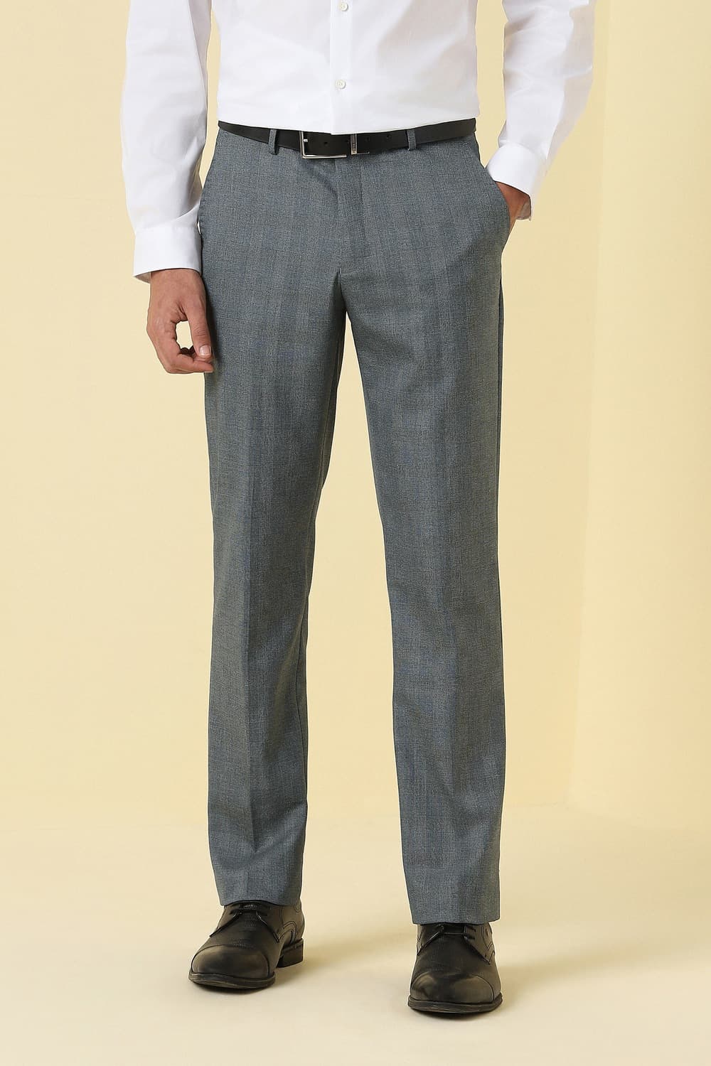 Men Grey Print Formal Trousers Men Grey Print Formal Trousers