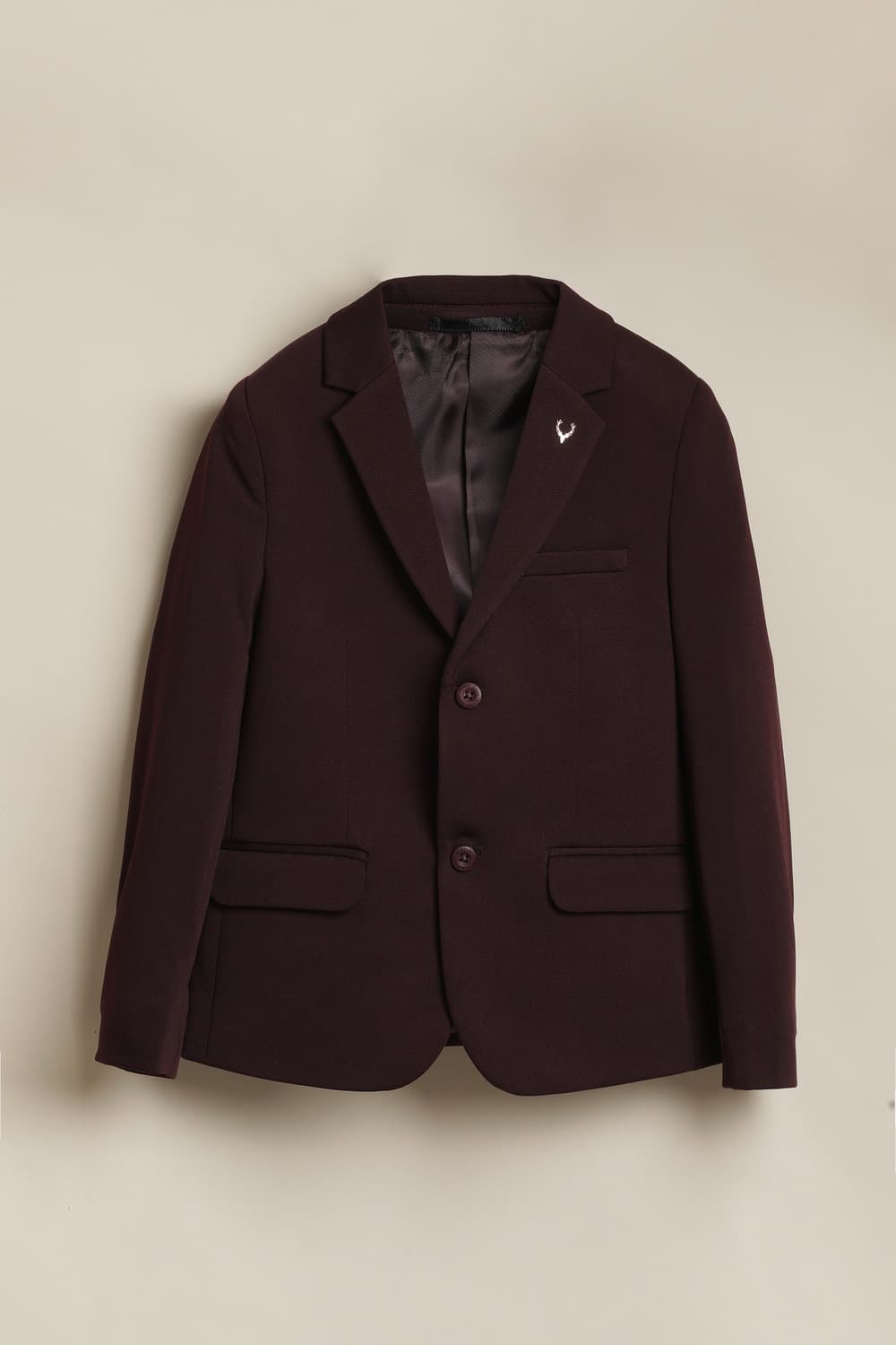 Boys Maroon Textured Blazer Boys Maroon Textured Blazer