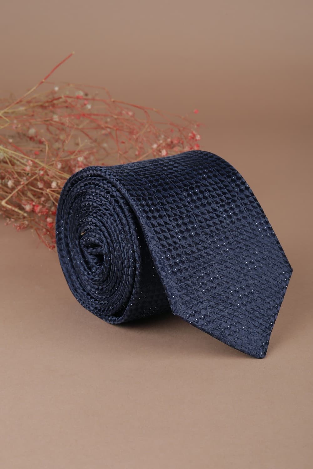 Men Navy Embroidered Formal Tie Men Navy Embroidered Formal Tie
