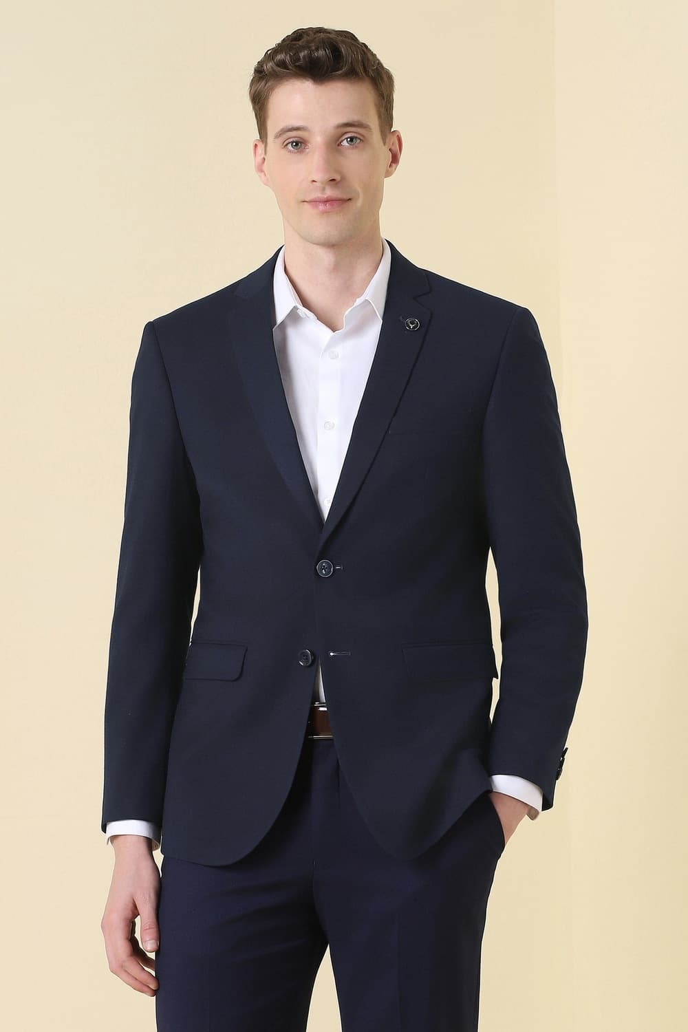 Men Navy Solid Formal Blazer Men Navy Solid Formal Blazer