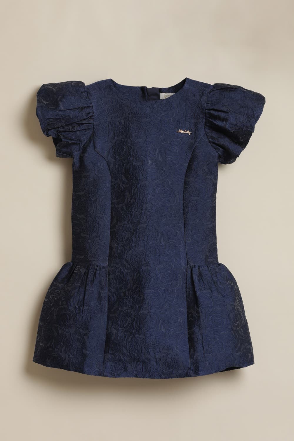 Girls Navy Embroidered Knee Length Party Dress Girls Navy Embroidered Knee Length Party Dress