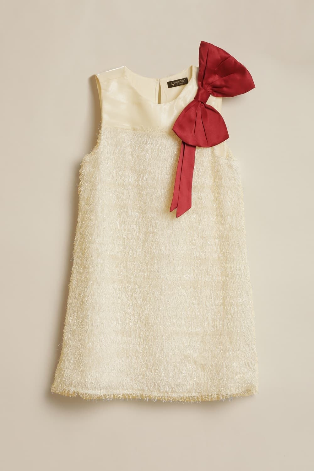 Girls Yellow Textured Knee Length Party Dress Girls Yellow Textured Knee Length Party Dress