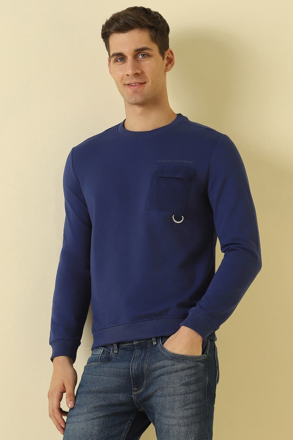 Men Navy Crew Neck Full Sleeves Casual Sweatshirt Men Navy Crew Neck Full Sleeves Casual Sweatshirt