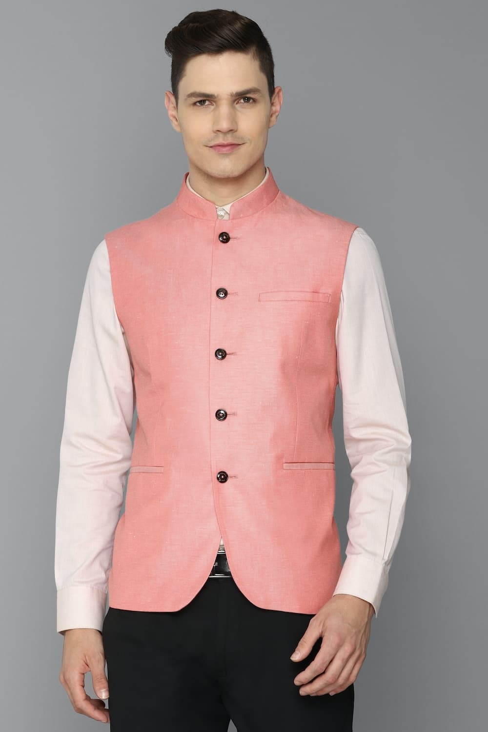 Men Solid Pink Party Nehru Jacket Men Solid Pink Party Nehru Jacket