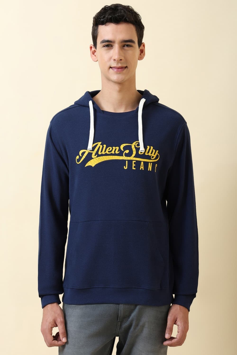 Men Navy Hooded Neck Full Sleeves Casual Sweatshirt Men Navy Hooded Neck Full Sleeves Casual Sweatshirt