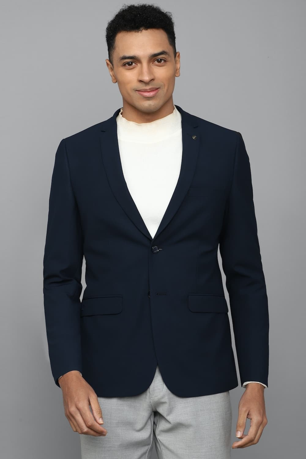 Men Navy Slim Fit Solid Formal Blazer Men Navy Slim Fit Solid Formal Blazer