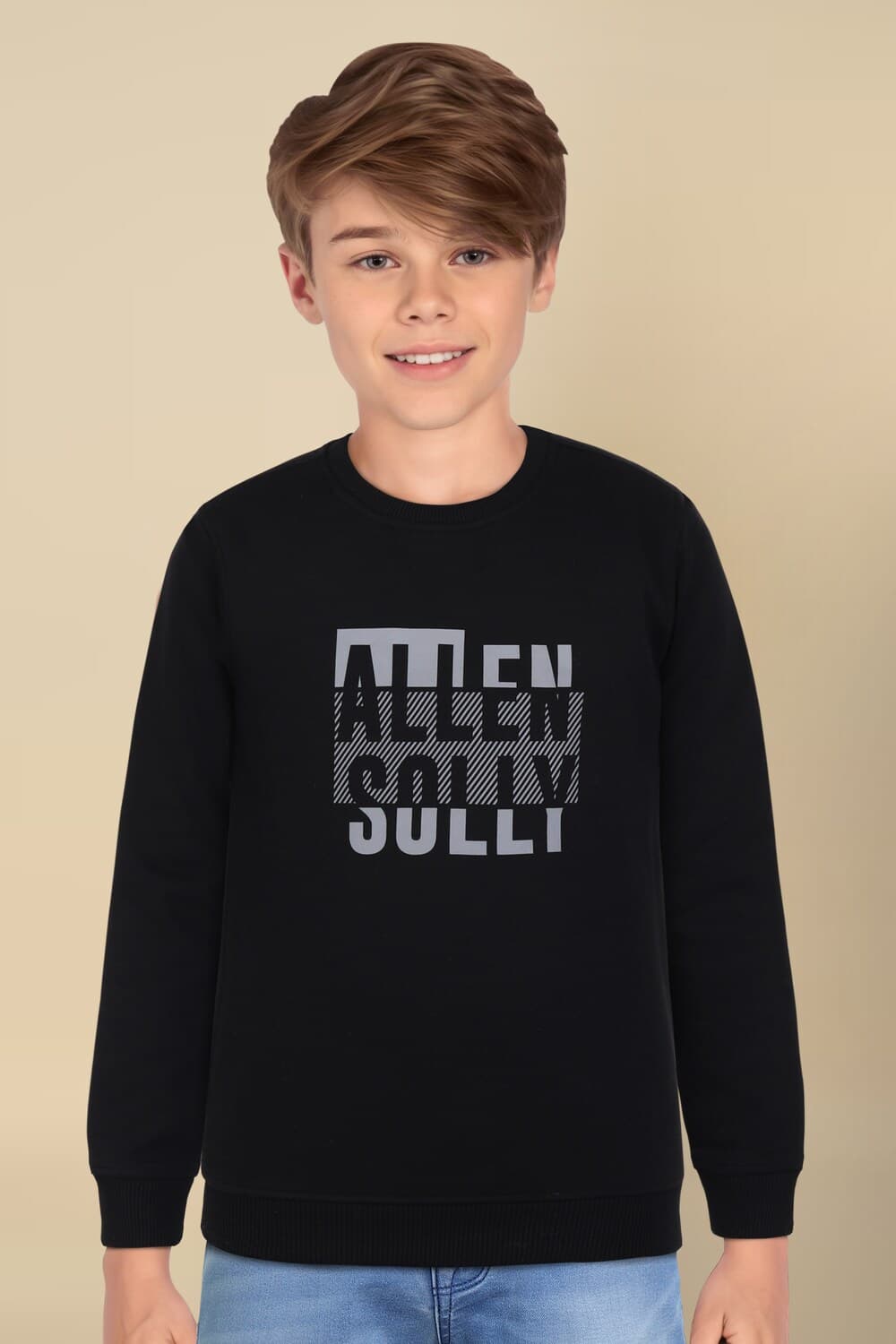 Boys Black Printed Regular Fit Sweatshirt Boys Black Printed Regular Fit Sweatshirt