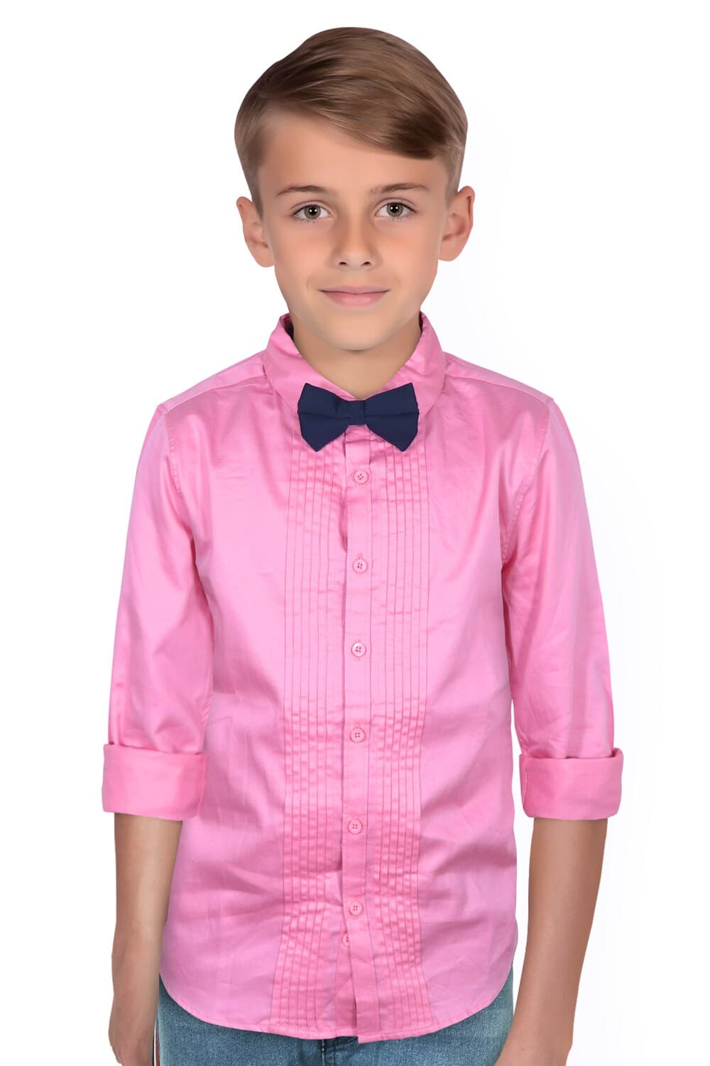 Boys Pink Slim Fit Solid Party Shirt Boys Pink Slim Fit Solid Party Shirt