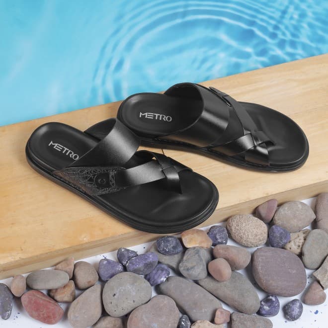 Men Black Casual Slippers Men Black Casual Slippers