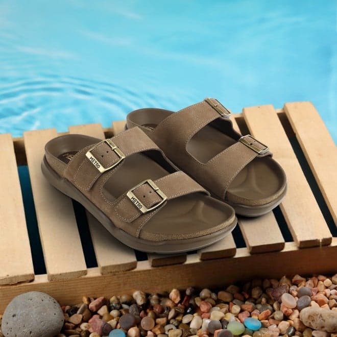 Men Camel Casual Slippers Men Camel Casual Slippers