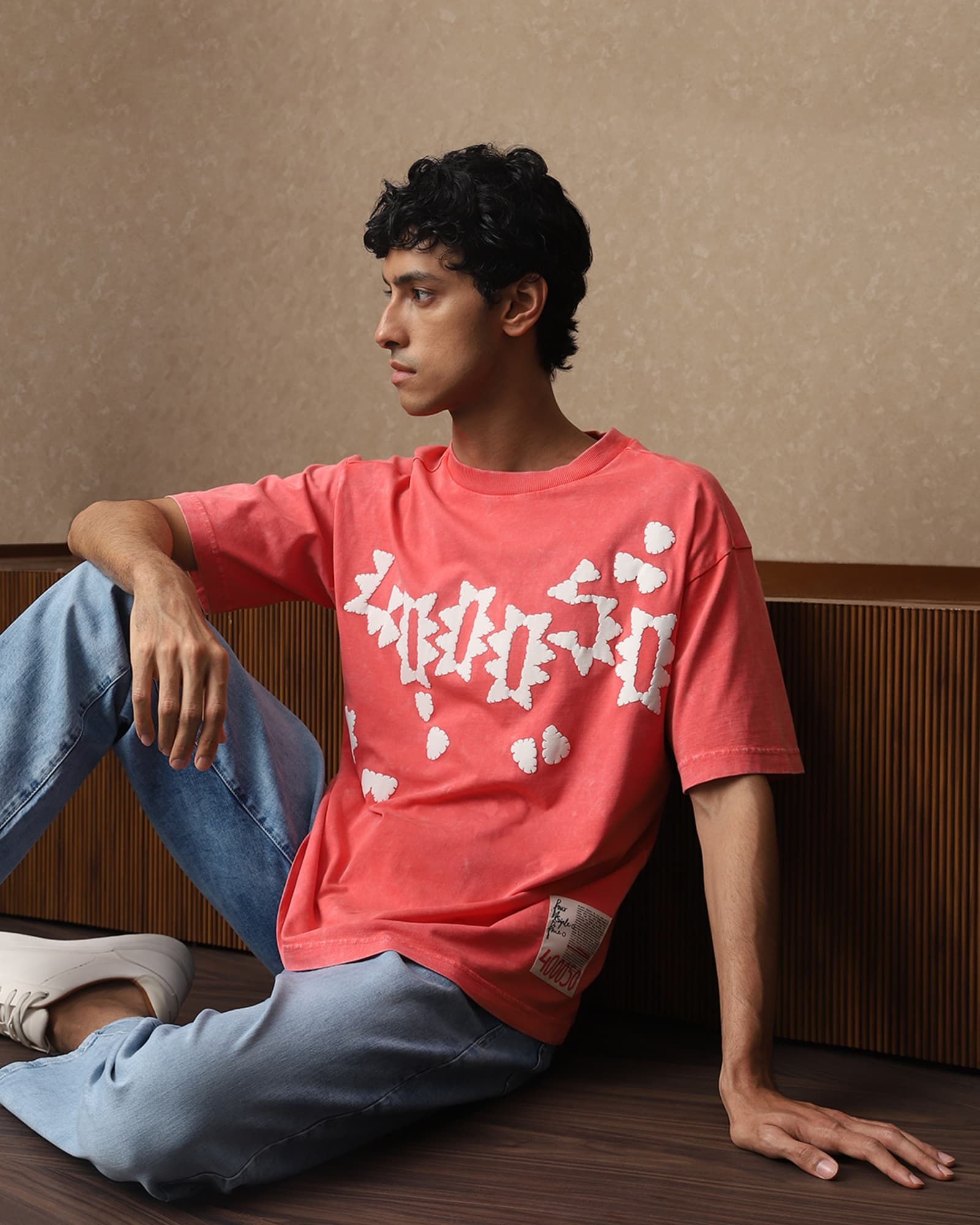 Red Acid Washed Oversized Loose Fit Tee Red Acid Washed Oversized Loose Fit Tee
