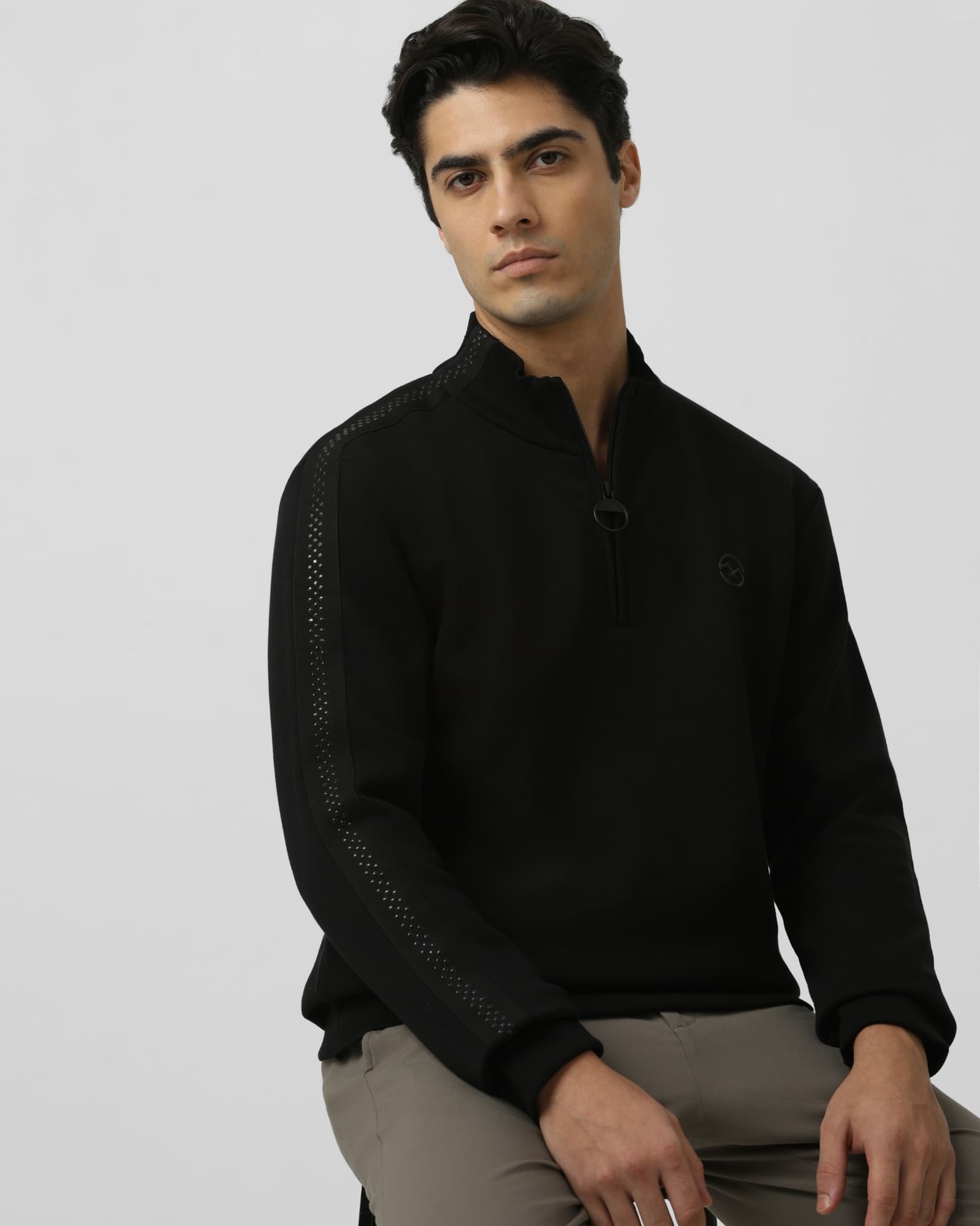 Funnel Neck Plain Slim Fit Sweatshirt Funnel Neck Plain Slim Fit Sweatshirt