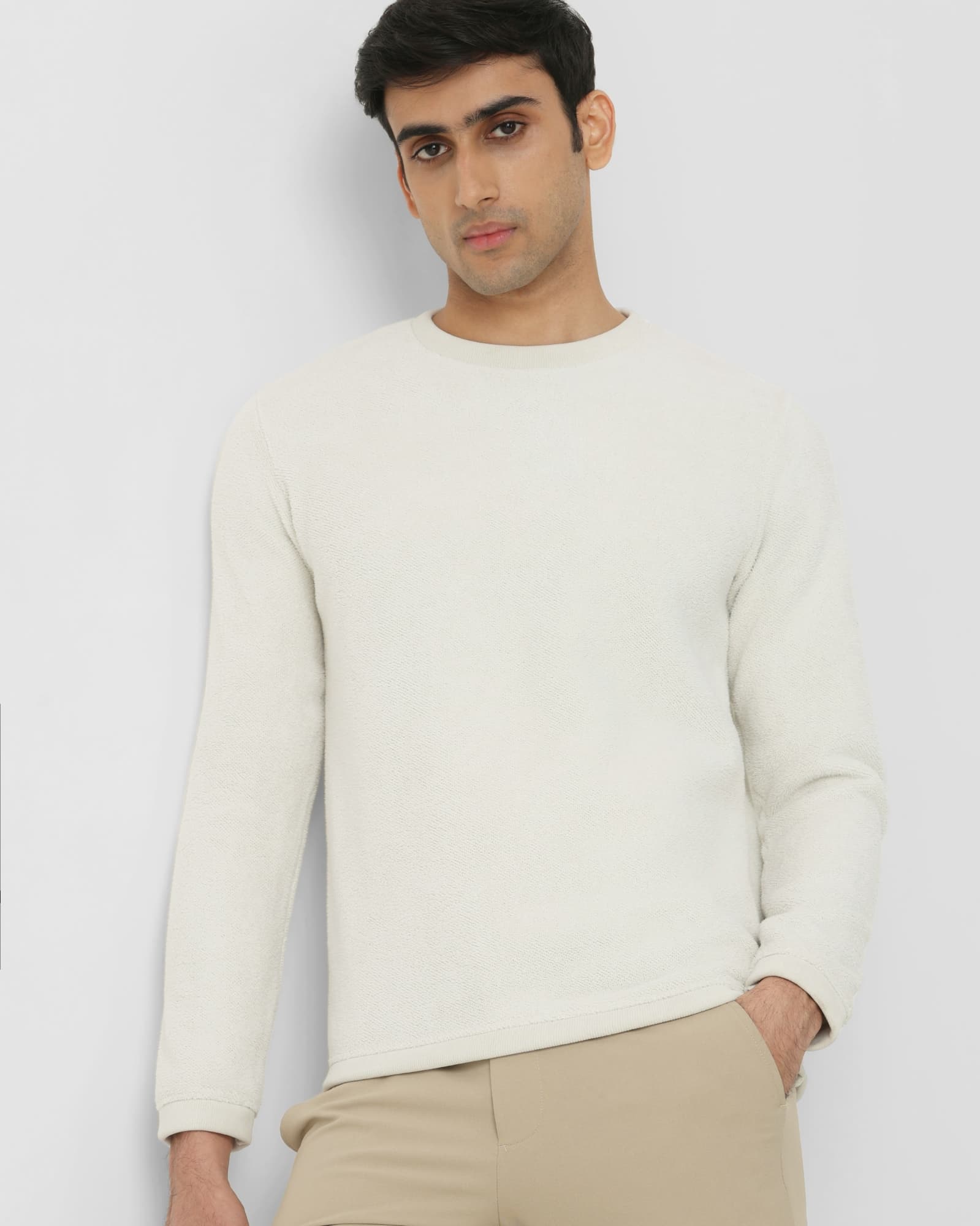 Off White Terry Towel Slim Fit Sweatshirt Off White Terry Towel Slim Fit Sweatshirt