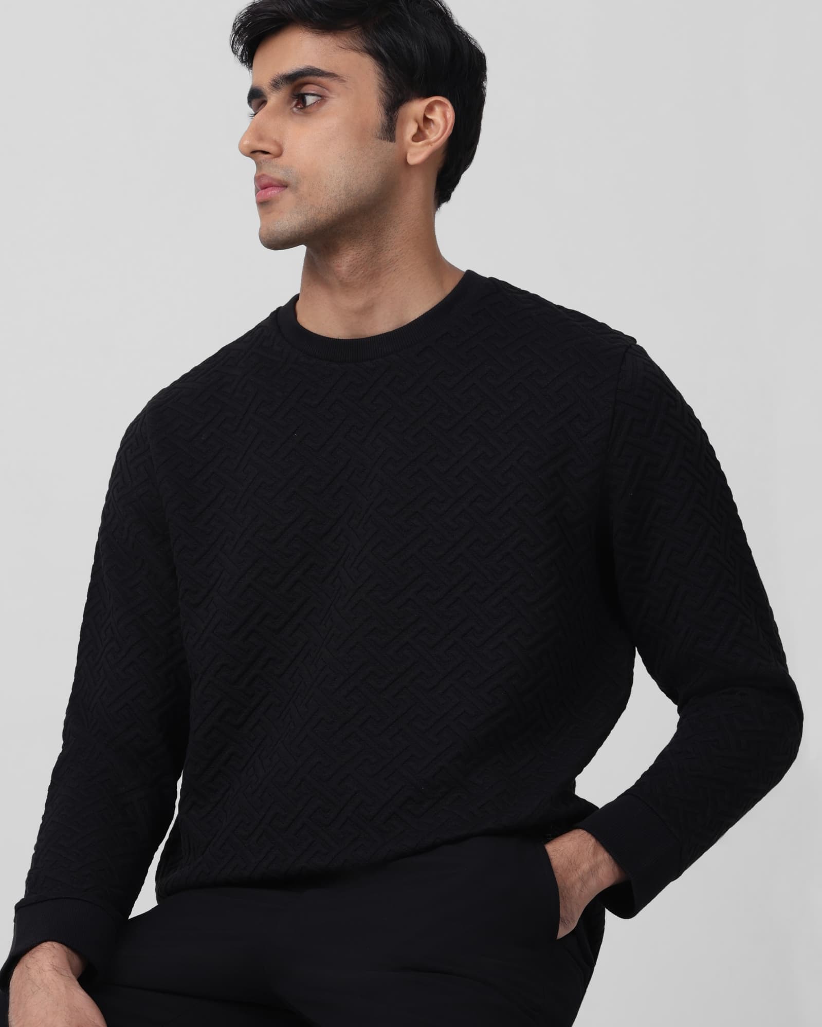 Herringbone Plain Slim Fit Sweatshirt Herringbone Plain Slim Fit Sweatshirt