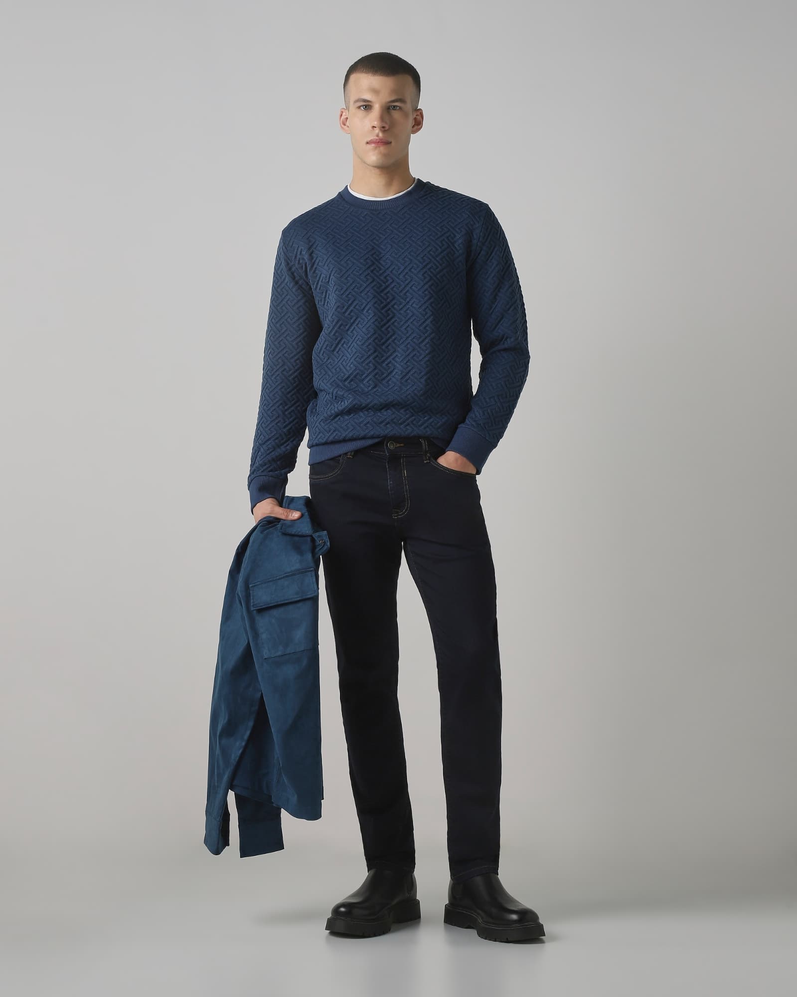 Herringbone Plain Slim Fit Sweatshirt Herringbone Plain Slim Fit Sweatshirt