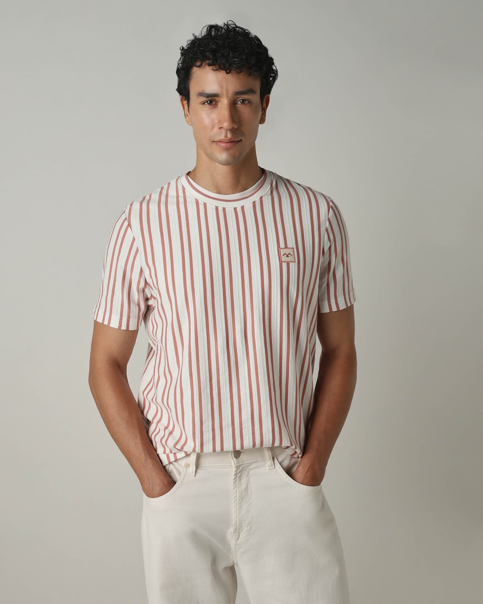 Pink Jacquard Stripe T-Shirt Pink Jacquard Stripe T-Shirt