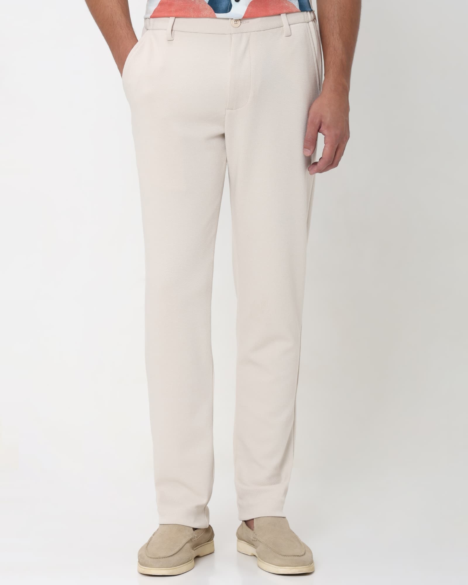 Off White Slim Fit Textured Jersey Stretch Chinos Off White Slim Fit Textured Jersey Stretch Chinos