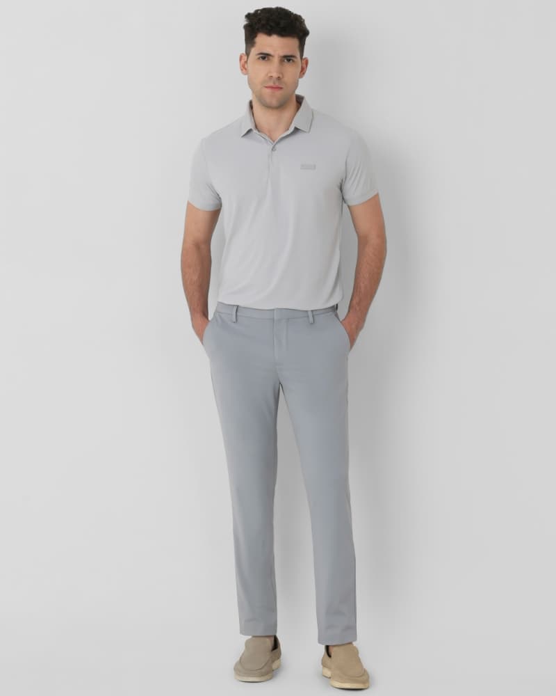 Grey Ankle Length Jersey Flat Front Pants Trouser Grey Ankle Length Jersey Flat Front Pants Trouser